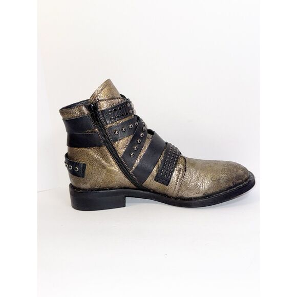 Freebird Leather Ankle Boots Western Boho Straps Buckle Studded Moto Rock 38/7.5 - Picture 12 of 16